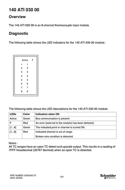 schneider施耐德140ATI03000_ Thermocouple Input Module